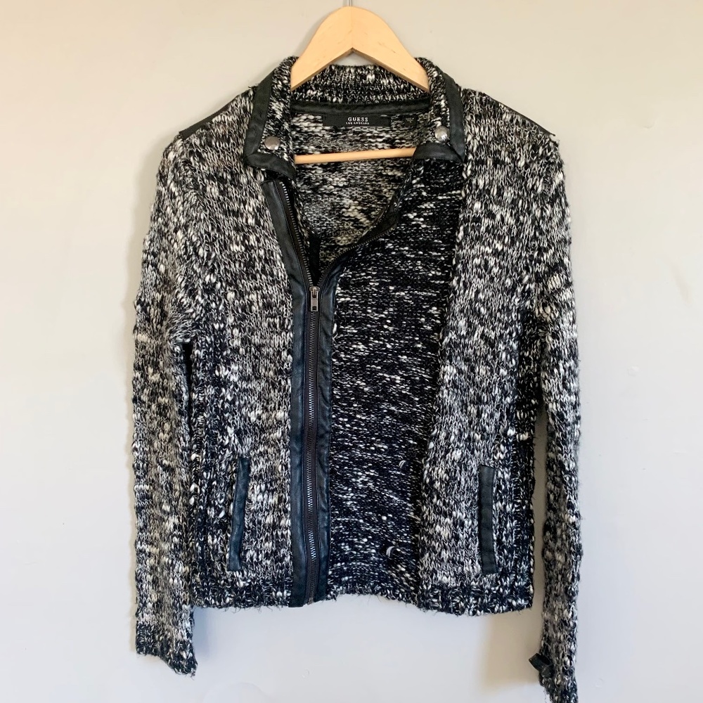 Guess Women's Wool Blend Knit Zip Up Cardigan Jacket Size M